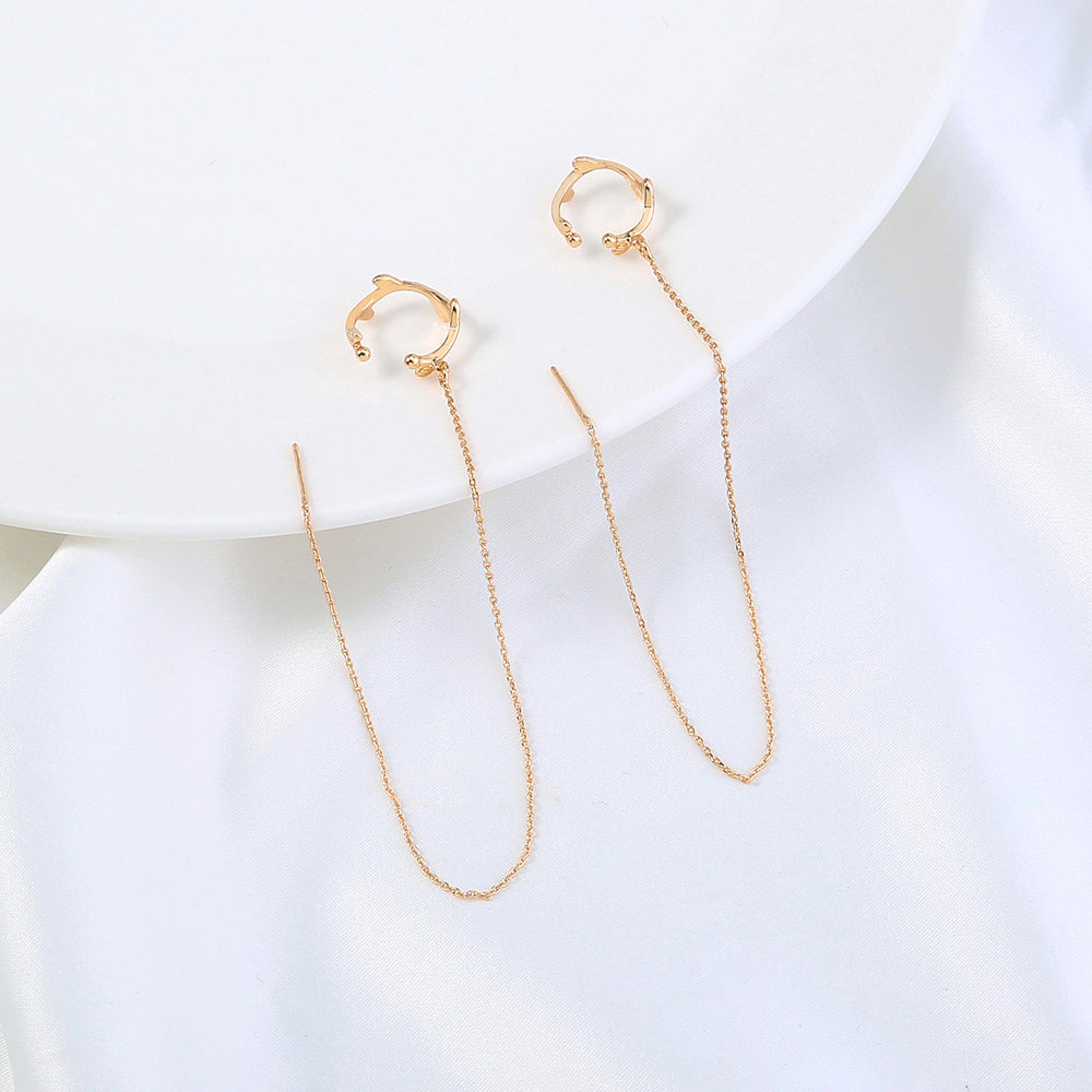 Elegant Long Tassel Copper Ear Clip Ear Wire