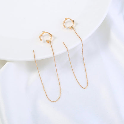 Elegant Long Tassel Copper Ear Clip Ear Wire