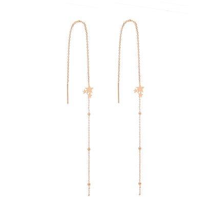 Gold Copper Five-pointed Star Long Tassel Ear Wire