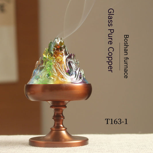 Home Indoor Antique Magic Colored Glaze Copper Incense Burner