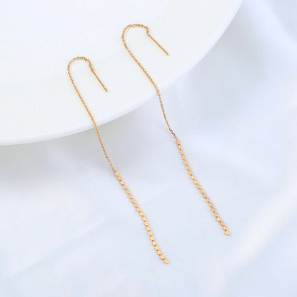 Gold-tone Copper Micro-set Zirconia Long Tassel Earwires