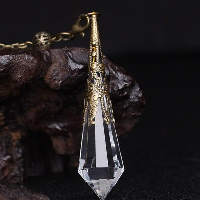 Spirit pendulum divination pendant energy stone natural crystal necklace gray moonlight purple powder white yellow blue sand black meteorite six-pointed star