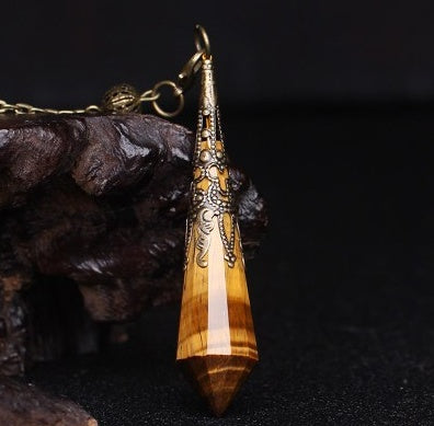 Spirit pendulum divination pendant energy stone natural crystal necklace gray moonlight purple powder white yellow blue sand black meteorite six-pointed star