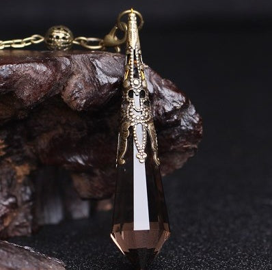 Spirit pendulum divination pendant energy stone natural crystal necklace gray moonlight purple powder white yellow blue sand black meteorite six-pointed star