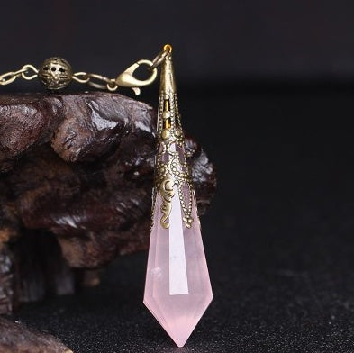 Spirit pendulum divination pendant energy stone natural crystal necklace gray moonlight purple powder white yellow blue sand black meteorite six-pointed star