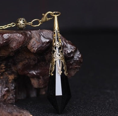 Spirit pendulum divination pendant energy stone natural crystal necklace gray moonlight purple powder white yellow blue sand black meteorite six-pointed star