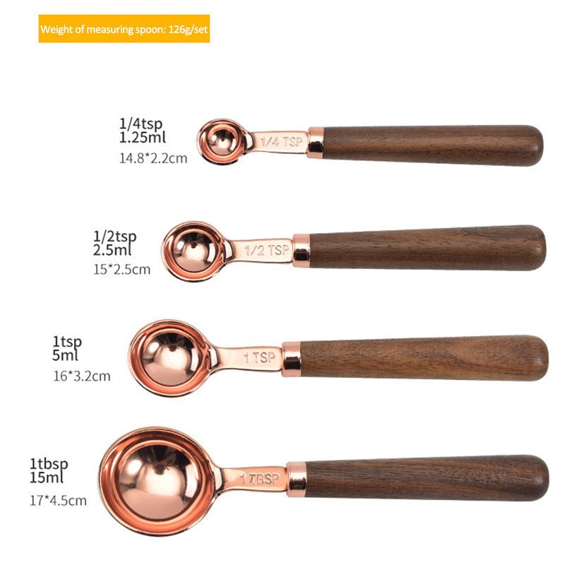 Copper-plated Spoon Measuring Cup With Walnut Handle