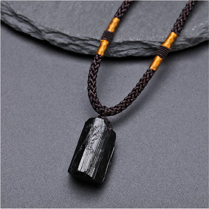 Natural Crystal Black Tourmaline Rough Stone Pendant Pendant Black Tourmaline Tourmaline Pillar Rough Stone Ore