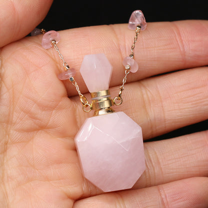 Natural Stone Necklace  Crystal Perfume Bottle Pendant Diy Jewelry Fashion Exquisite Small Bottle Wholesale Production