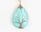 Natural Quartz Opal Stone Pendants Handmade Rose Gold Color Handmade Tree of Life Wrapped Drop Shaped Crystal Pendant Necklace