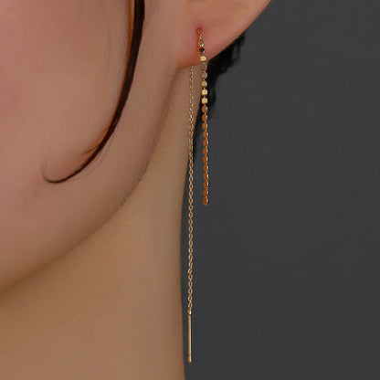 Gold-tone Copper Micro-set Zirconia Long Tassel Earwires