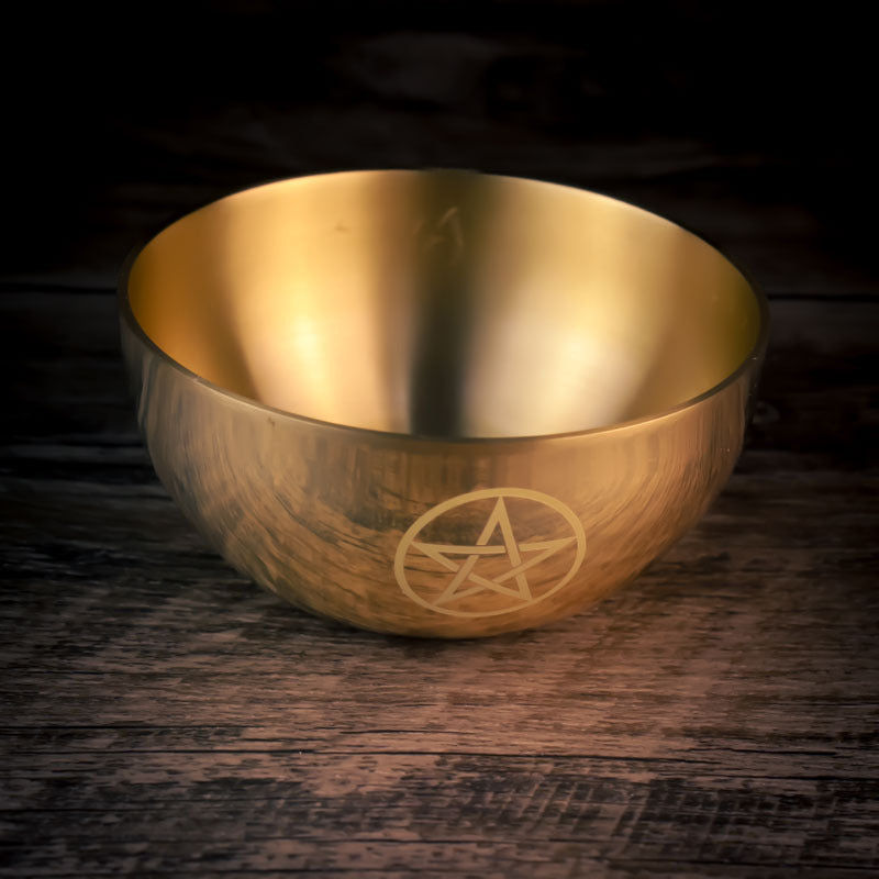 Creative Pentagram Printed Metal Meditation Copper Bowl