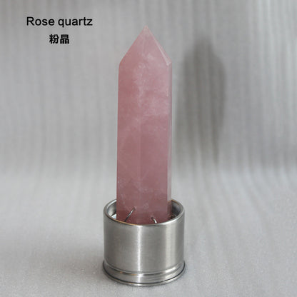 Natural Crystal Column Stone Quartz of Various Materials Magic wand heals energy stone point water cup bottel Ornament replace