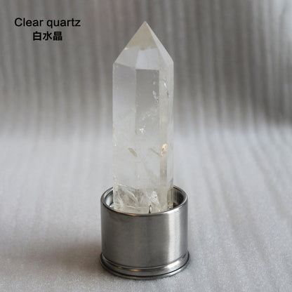 Natural Crystal Column Stone Quartz of Various Materials Magic wand heals energy stone point water cup bottel Ornament replace