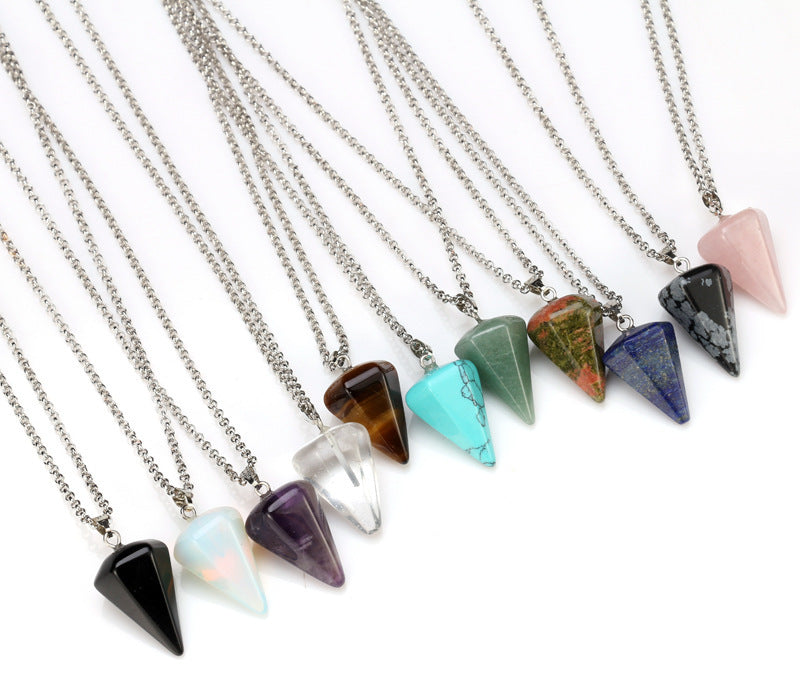 EBay hot natural stone six prism Pendant Necklace conical pendulum bullet crystal pendant wholesale section