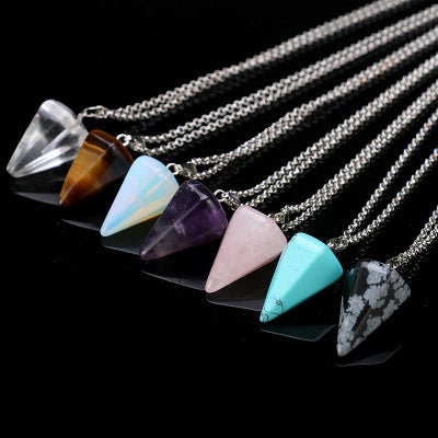 EBay hot natural stone six prism Pendant Necklace conical pendulum bullet crystal pendant wholesale section