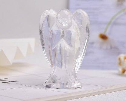 Natural Crystal 2 Inch Angel Ornaments Wishing Patron Saint Original Stone Handpiece Decorative Crafts