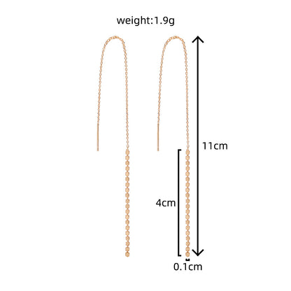 Gold-tone Copper Micro-set Zirconia Long Tassel Earwires