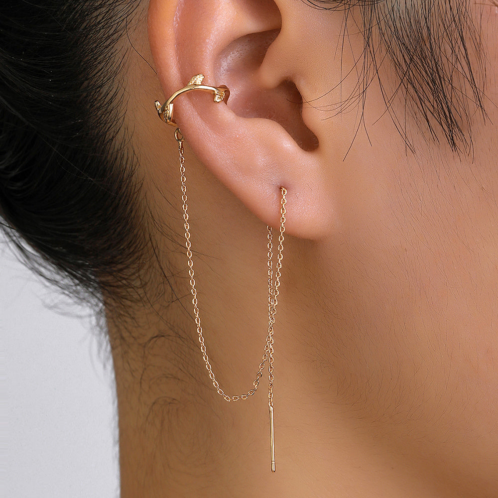 Elegant Long Tassel Copper Ear Clip Ear Wire