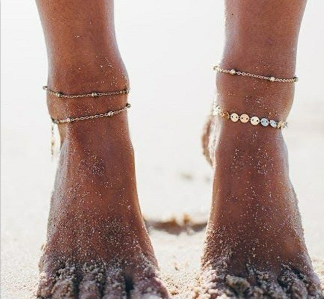 Retro Simple Summer Wild Feet With Copper Beads Sequins