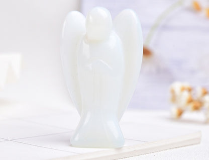 Natural Crystal 2 Inch Angel Ornaments Wishing Patron Saint Original Stone Handpiece Decorative Crafts