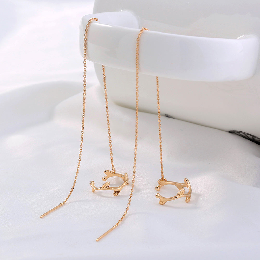 Elegant Long Tassel Copper Ear Clip Ear Wire