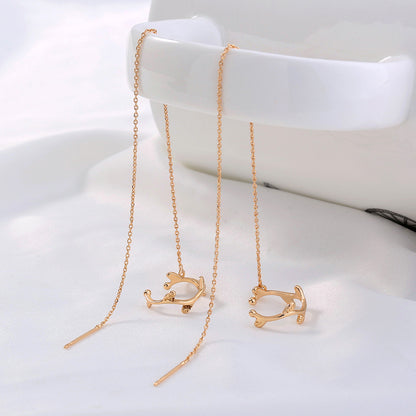 Elegant Long Tassel Copper Ear Clip Ear Wire