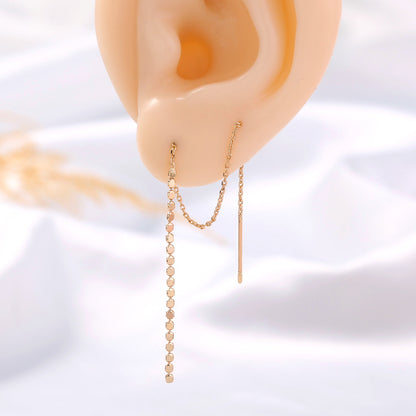 Gold-tone Copper Micro-set Zirconia Long Tassel Earwires