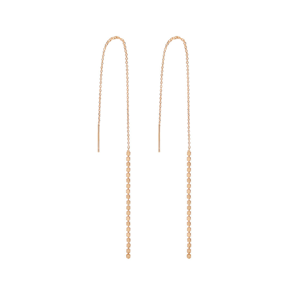 Gold-tone Copper Micro-set Zirconia Long Tassel Earwires