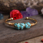 Gold Copper Wire Wrapped With Natural Turquoise Inlay Bracelet