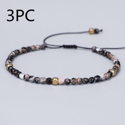 3mm Natural Stone Beads Tibetan Stone Beads Stretch Bracelet For Men Women Yoga Chakra Crystal Bead Bracelets