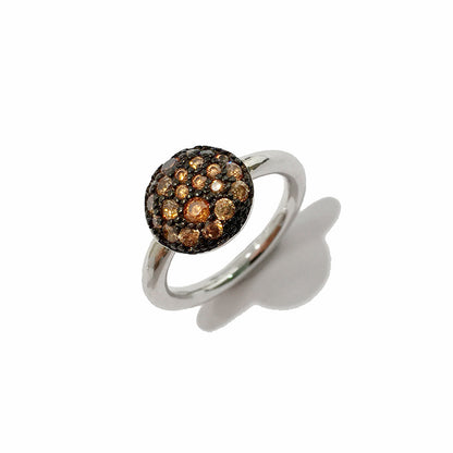 Gorgeous Color Small Mushroom Round Colored Diamond Copper Ring