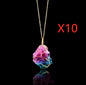 Seven-Color Natural Stone Rough Stone Winding Crystal Pendant Transparent Multi-Color Stone Chain Necklace Necklace