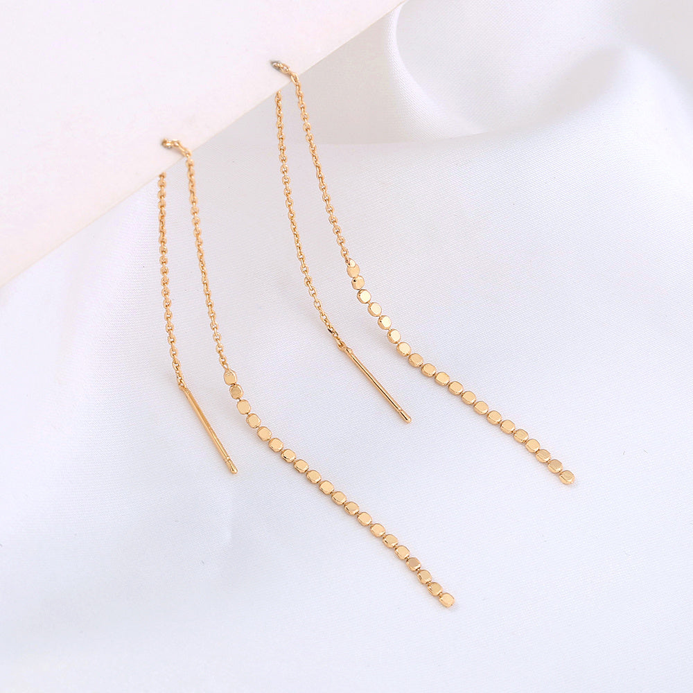 Gold-tone Copper Micro-set Zirconia Long Tassel Earwires