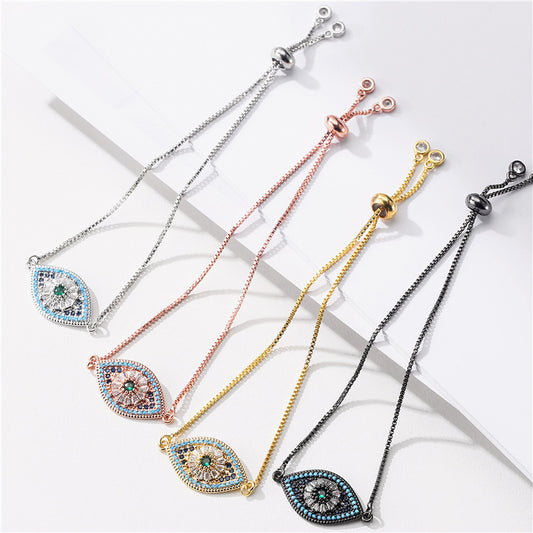 Copper Micro Inlaid Color Zirconium Eye Charm Bracelet Female