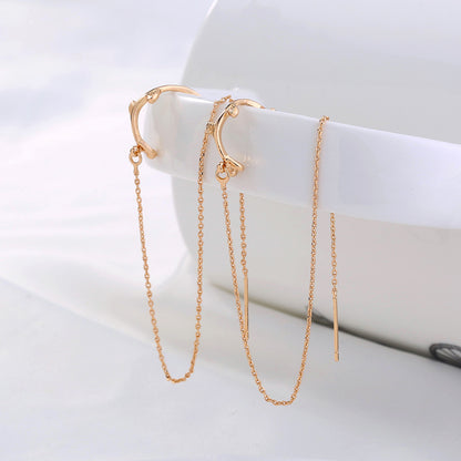 Elegant Long Tassel Copper Ear Clip Ear Wire