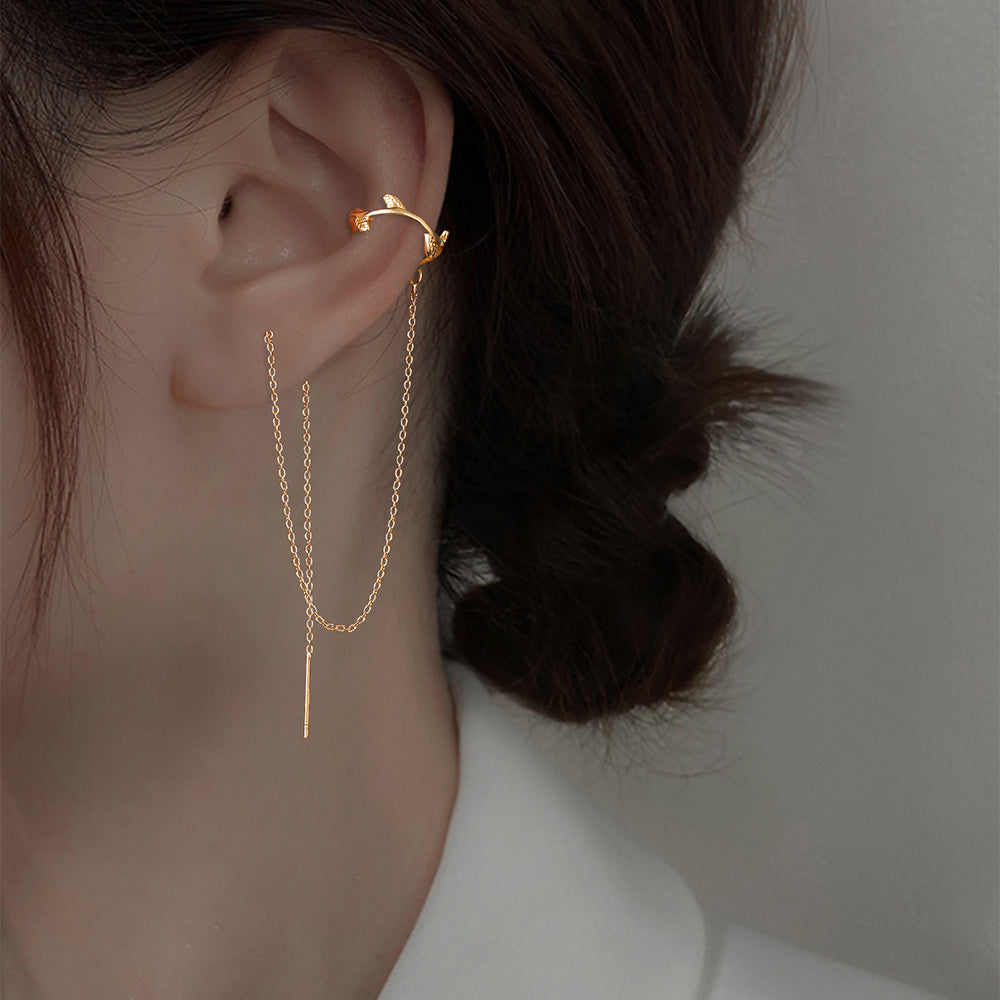 Elegant Long Tassel Copper Ear Clip Ear Wire