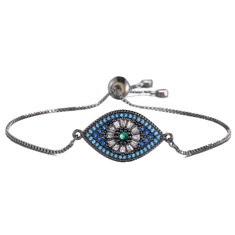 Copper Micro Inlaid Color Zirconium Eye Charm Bracelet Female