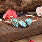 Gold Copper Wire Wrapped With Natural Turquoise Inlay Bracelet