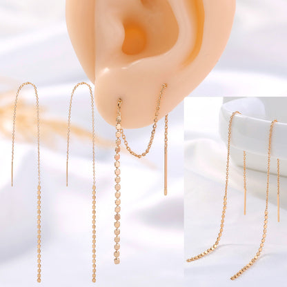 Gold-tone Copper Micro-set Zirconia Long Tassel Earwires