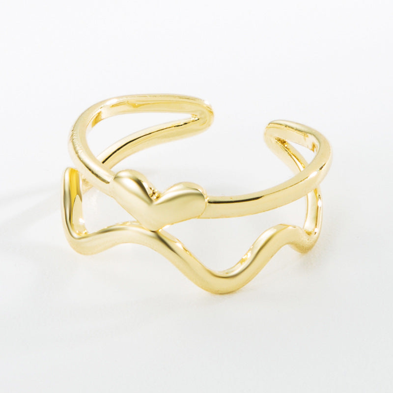 Creative Geometric Copper Micro-inlaid Couple Ring Women