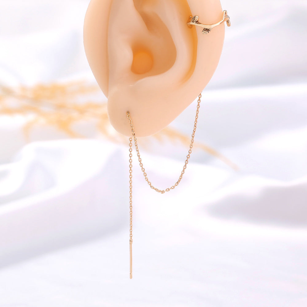 Elegant Long Tassel Copper Ear Clip Ear Wire