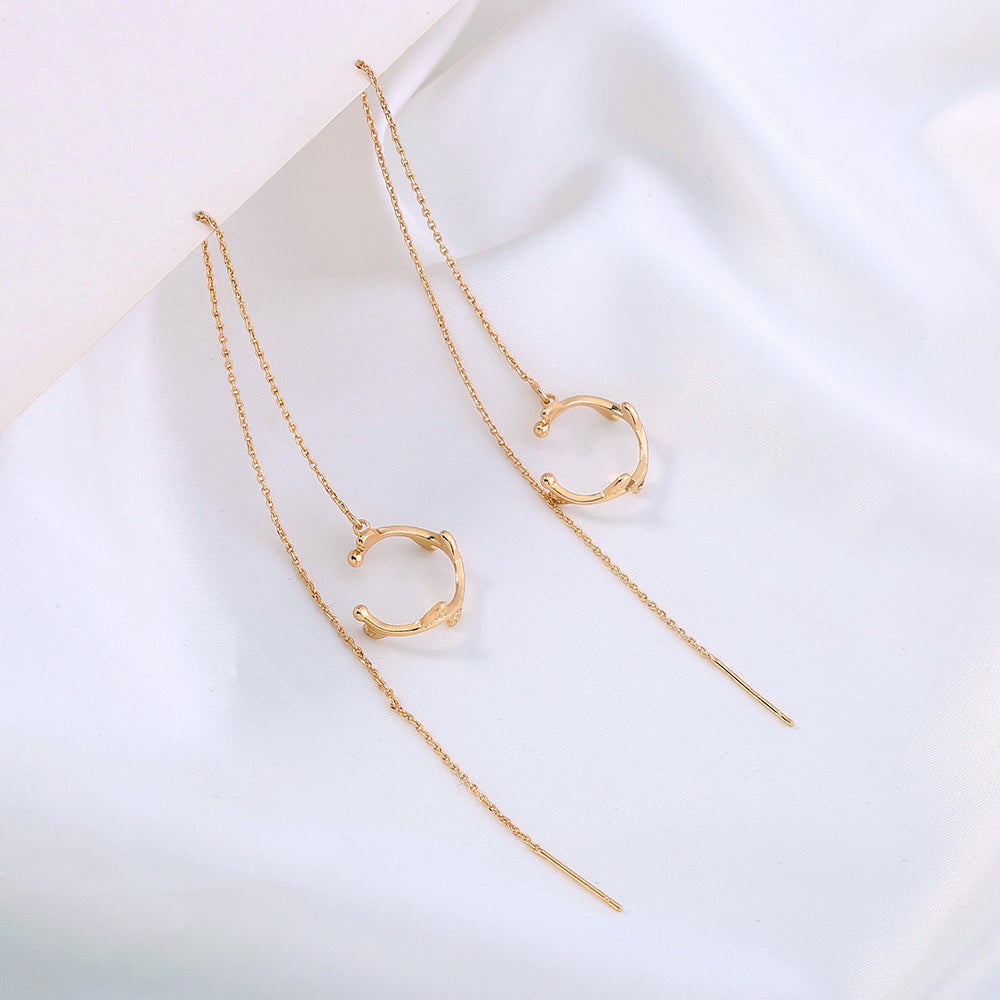 Elegant Long Tassel Copper Ear Clip Ear Wire